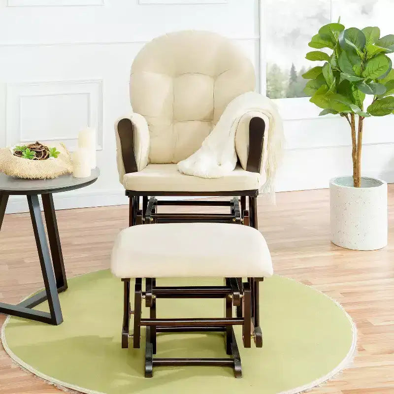 Home Imports Emporium Juego de mecedora y otomana. Mecedora de movimiento suave, silla ergonómica de respaldo alto con reposabrazos acolchados y bolsillos de almacenamiento.