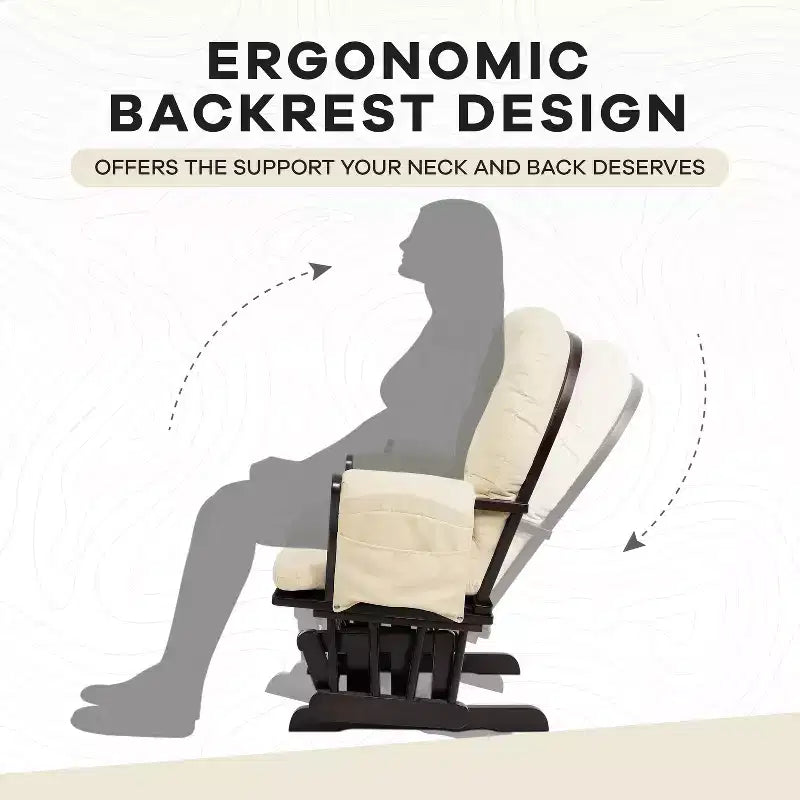 Home Imports Emporium Juego de mecedora y otomana. Mecedora de movimiento suave, silla ergonómica de respaldo alto con reposabrazos acolchados y bolsillos de almacenamiento.