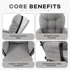 Home Imports Emporium Juego de mecedora y otomana. Mecedora de movimiento suave, silla ergonómica de respaldo alto con reposabrazos acolchados y bolsillos de almacenamiento.