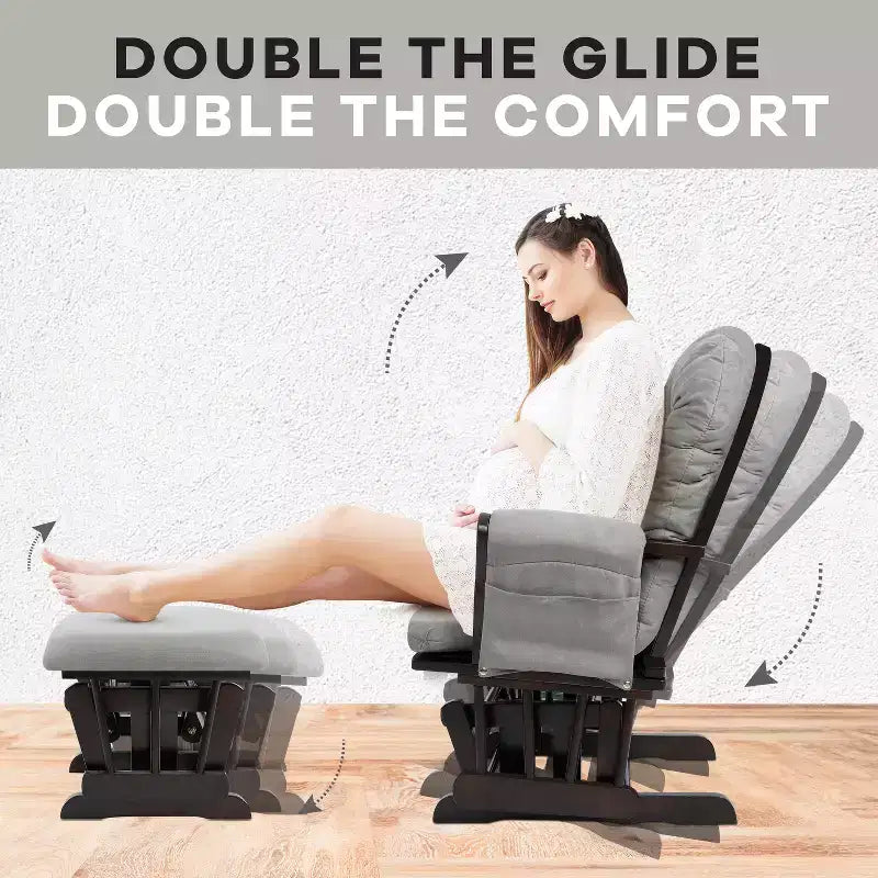 Home Imports Emporium Juego de mecedora y otomana. Mecedora de movimiento suave, silla ergonómica de respaldo alto con reposabrazos acolchados y bolsillos de almacenamiento.
