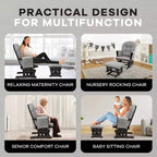 Home Imports Emporium Juego de mecedora y otomana. Mecedora de movimiento suave, silla ergonómica de respaldo alto con reposabrazos acolchados y bolsillos de almacenamiento.