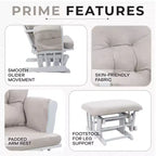 Home Imports Emporium Juego de mecedora y otomana. Mecedora de movimiento suave, silla ergonómica de respaldo alto con reposabrazos acolchados y bolsillos de almacenamiento.
