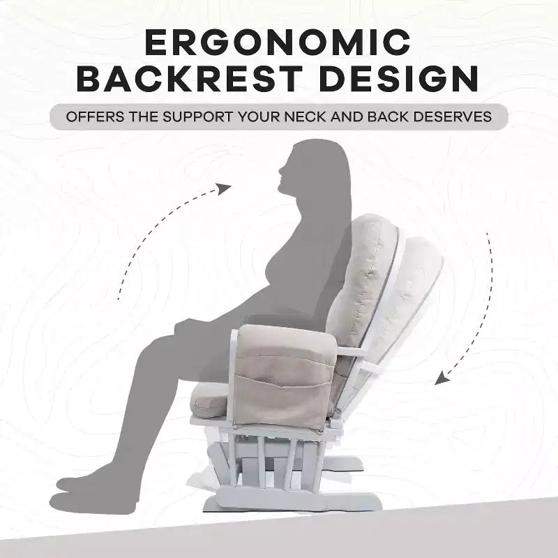 Home Imports Emporium Juego de mecedora y otomana. Mecedora de movimiento suave, silla ergonómica de respaldo alto con reposabrazos acolchados y bolsillos de almacenamiento.