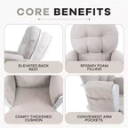 Home Imports Emporium Juego de mecedora y otomana. Mecedora de movimiento suave, silla ergonómica de respaldo alto con reposabrazos acolchados y bolsillos de almacenamiento.