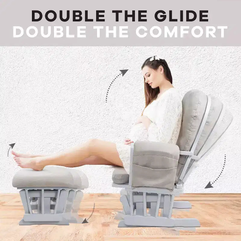 Home Imports Emporium Juego de mecedora y otomana. Mecedora de movimiento suave, silla ergonómica de respaldo alto con reposabrazos acolchados y bolsillos de almacenamiento.