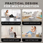 Home Imports Emporium Juego de mecedora y otomana. Mecedora de movimiento suave, silla ergonómica de respaldo alto con reposabrazos acolchados y bolsillos de almacenamiento.