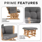 Home Imports Emporium Juego de mecedora y otomana. Mecedora de movimiento suave, silla ergonómica de respaldo alto con reposabrazos acolchados y bolsillos de almacenamiento.