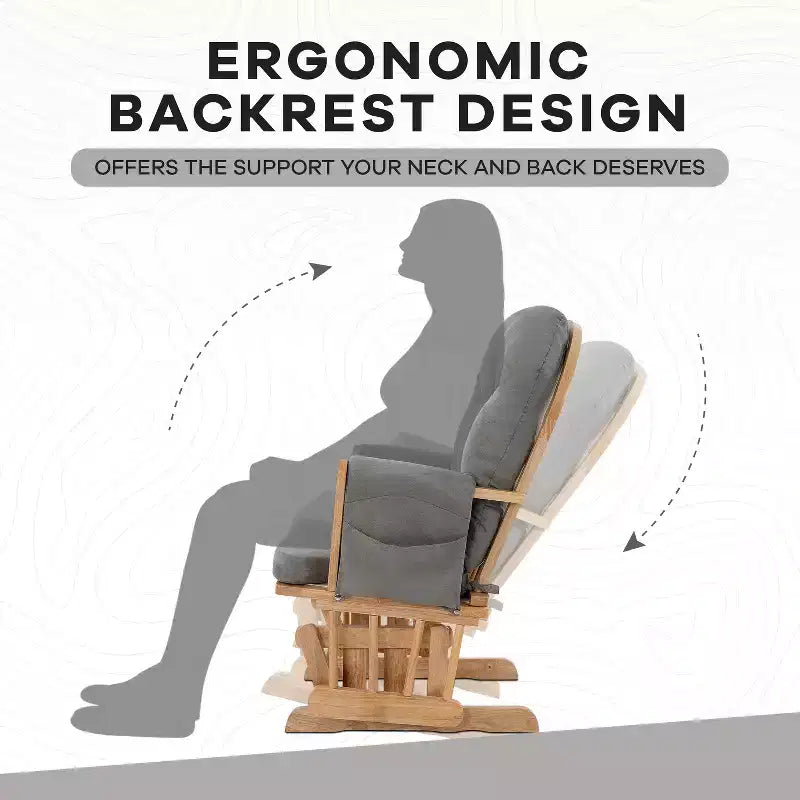 Home Imports Emporium Juego de mecedora y otomana. Mecedora de movimiento suave, silla ergonómica de respaldo alto con reposabrazos acolchados y bolsillos de almacenamiento.