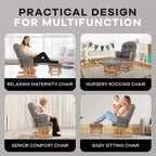 Home Imports Emporium Juego de mecedora y otomana. Mecedora de movimiento suave, silla ergonómica de respaldo alto con reposabrazos acolchados y bolsillos de almacenamiento.