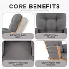 Home Imports Emporium Juego de mecedora y otomana. Mecedora de movimiento suave, silla ergonómica de respaldo alto con reposabrazos acolchados y bolsillos de almacenamiento.