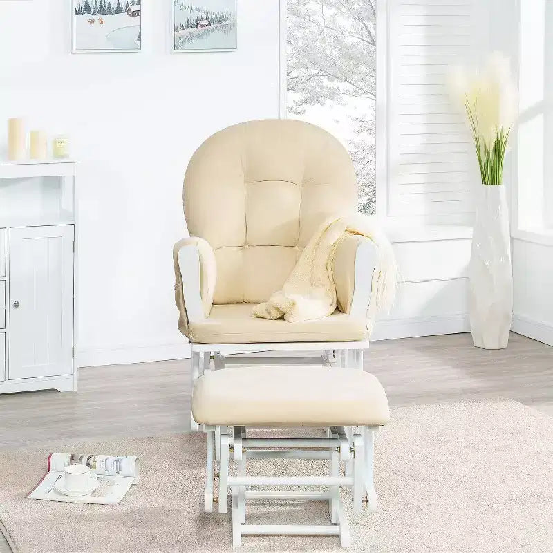 Home Imports Emporium Juego de mecedora y otomana. Mecedora de movimiento suave, silla ergonómica de respaldo alto con reposabrazos acolchados y bolsillos de almacenamiento.