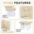 Home Imports Emporium Juego de mecedora y otomana. Mecedora de movimiento suave, silla ergonómica de respaldo alto con reposabrazos acolchados y bolsillos de almacenamiento.