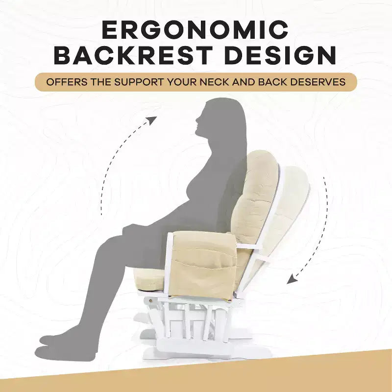 Home Imports Emporium Juego de mecedora y otomana. Mecedora de movimiento suave, silla ergonómica de respaldo alto con reposabrazos acolchados y bolsillos de almacenamiento.