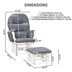 Home Imports Emporium Juego de mecedora y otomana. Mecedora de movimiento suave, silla ergonómica de respaldo alto con reposabrazos acolchados y bolsillos de almacenamiento.