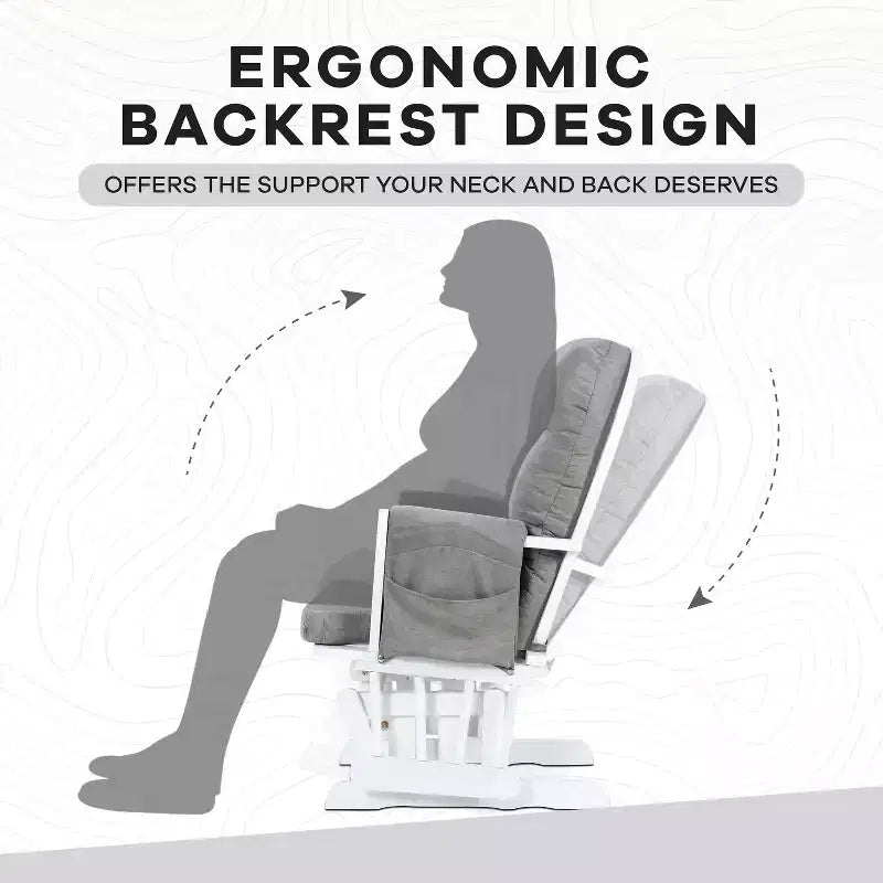 Home Imports Emporium Juego de mecedora y otomana. Mecedora de movimiento suave, silla ergonómica de respaldo alto con reposabrazos acolchados y bolsillos de almacenamiento.