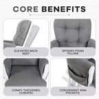Home Imports Emporium Juego de mecedora y otomana. Mecedora de movimiento suave, silla ergonómica de respaldo alto con reposabrazos acolchados y bolsillos de almacenamiento.