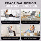 Home Imports Emporium Juego de mecedora y otomana. Mecedora de movimiento suave, silla ergonómica de respaldo alto con reposabrazos acolchados y bolsillos de almacenamiento.