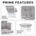 Home Imports Emporium Juego de mecedora y otomana. Mecedora de movimiento suave, silla ergonómica de respaldo alto con reposabrazos acolchados y bolsillos de almacenamiento.