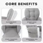 Home Imports Emporium Juego de mecedora y otomana. Mecedora de movimiento suave, silla ergonómica de respaldo alto con reposabrazos acolchados y bolsillos de almacenamiento.