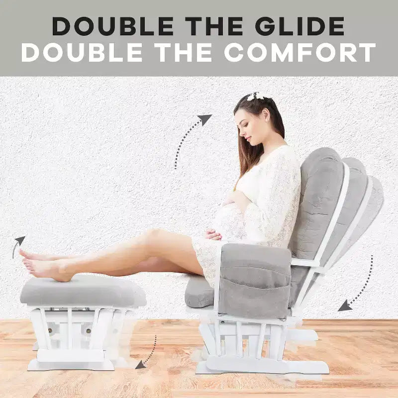 Home Imports Emporium Juego de mecedora y otomana. Mecedora de movimiento suave, silla ergonómica de respaldo alto con reposabrazos acolchados y bolsillos de almacenamiento.