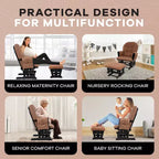 Home Imports Emporium Juego de mecedora y otomana. Mecedora de movimiento suave, silla ergonómica de respaldo alto con reposabrazos acolchados y bolsillos de almacenamiento.