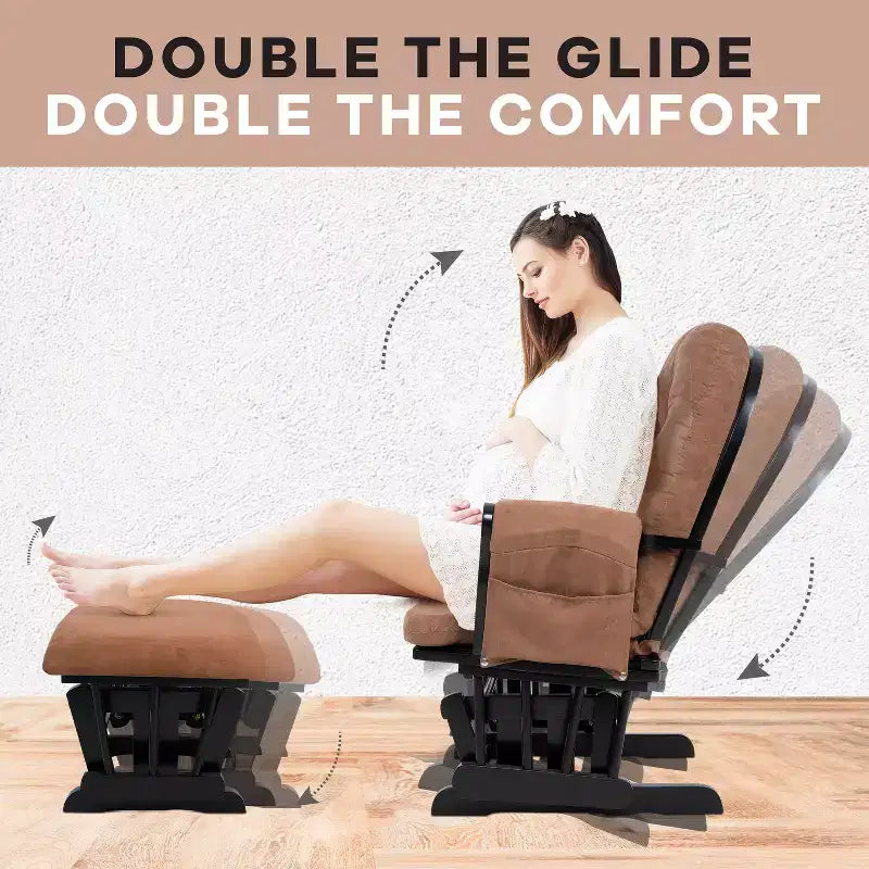 Home Imports Emporium Juego de mecedora y otomana. Mecedora de movimiento suave, silla ergonómica de respaldo alto con reposabrazos acolchados y bolsillos de almacenamiento.