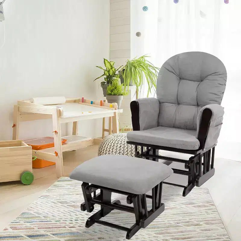 Home Imports Emporium Juego de mecedora y otomana. Mecedora de movimiento suave, silla ergonómica de respaldo alto con reposabrazos acolchados y bolsillos de almacenamiento.