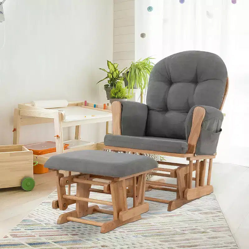 Home Imports Emporium Juego de mecedora y otomana. Mecedora de movimiento suave, silla ergonómica de respaldo alto con reposabrazos acolchados y bolsillos de almacenamiento.
