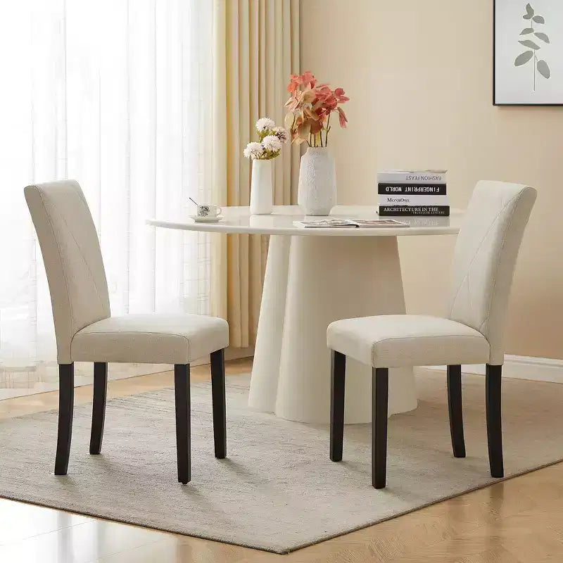 Juego de 2/4/6 sillas de comedor tapizadas, sillas Parsons de respaldo alto, sillas de cocina de madera, marrón/beige/verde