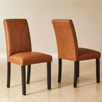 Juego de 2/4/6 sillas de comedor tapizadas, sillas Parsons de respaldo alto, sillas de cocina de madera, marrón/beige/verde