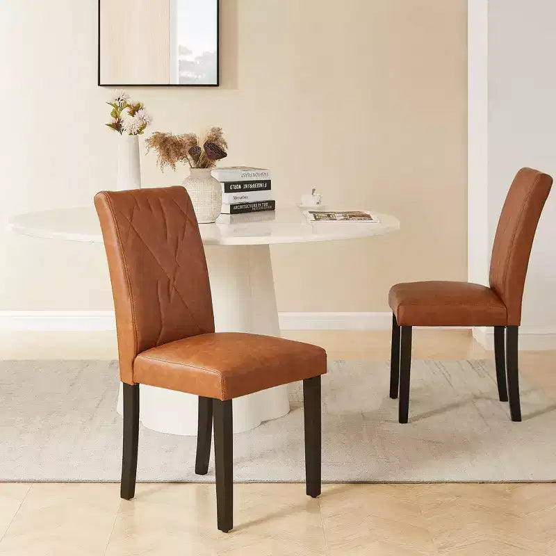 Juego de 2/4/6 sillas de comedor tapizadas, sillas Parsons de respaldo alto, sillas de cocina de madera, marrón/beige/verde