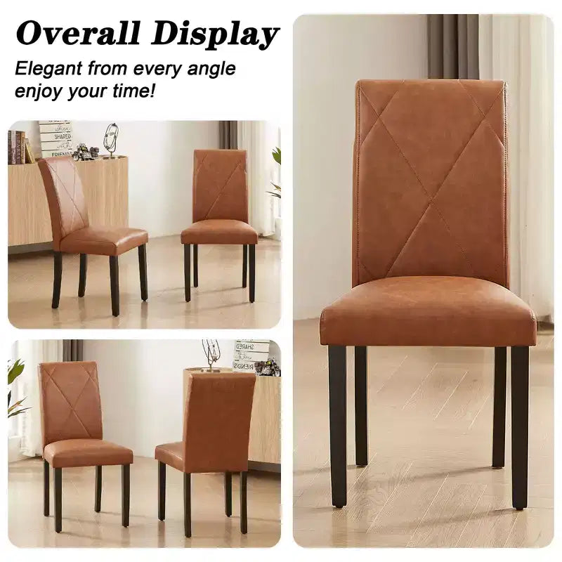 Juego de 2/4/6 sillas de comedor tapizadas, sillas Parsons de respaldo alto, sillas de cocina de madera, marrón/beige/verde