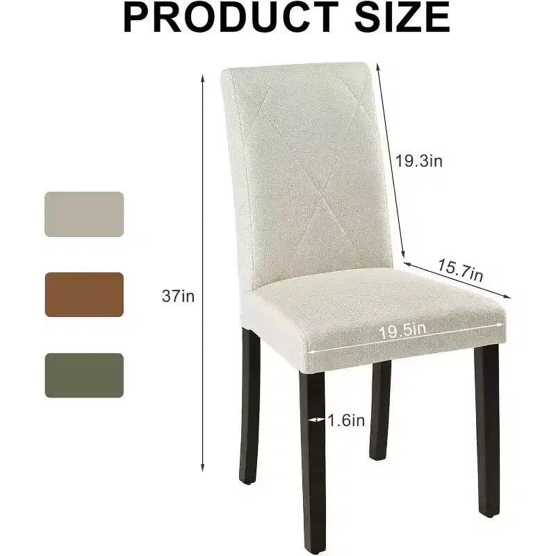 Juego de 2/4/6 sillas de comedor tapizadas, sillas Parsons de respaldo alto, sillas de cocina de madera, marrón/beige/verde