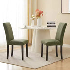Juego de 2/4/6 sillas de comedor tapizadas, sillas Parsons de respaldo alto, sillas de cocina de madera, marrón/beige/verde