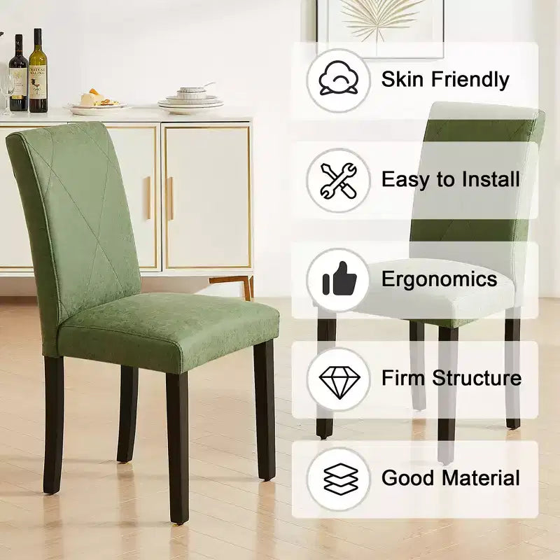 Juego de 2/4/6 sillas de comedor tapizadas, sillas Parsons de respaldo alto, sillas de cocina de madera, marrón/beige/verde
