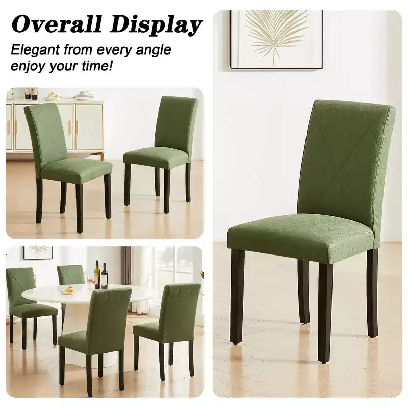 Juego de 2/4/6 sillas de comedor tapizadas, sillas Parsons de respaldo alto, sillas de cocina de madera, marrón/beige/verde