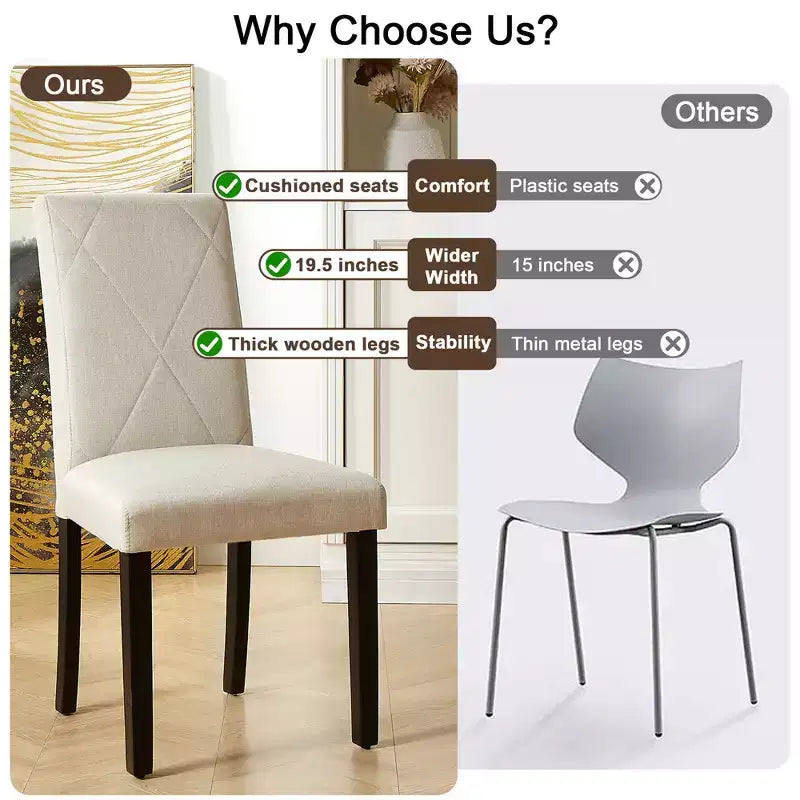Juego de 2/4/6 sillas de comedor tapizadas, sillas Parsons de respaldo alto, sillas de cocina de madera, marrón/beige/verde