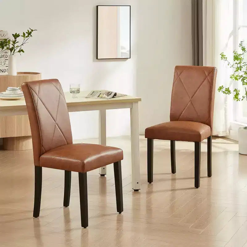 Juego de 2/4/6 sillas de comedor tapizadas, sillas Parsons de respaldo alto, sillas de cocina de madera, marrón/beige/verde
