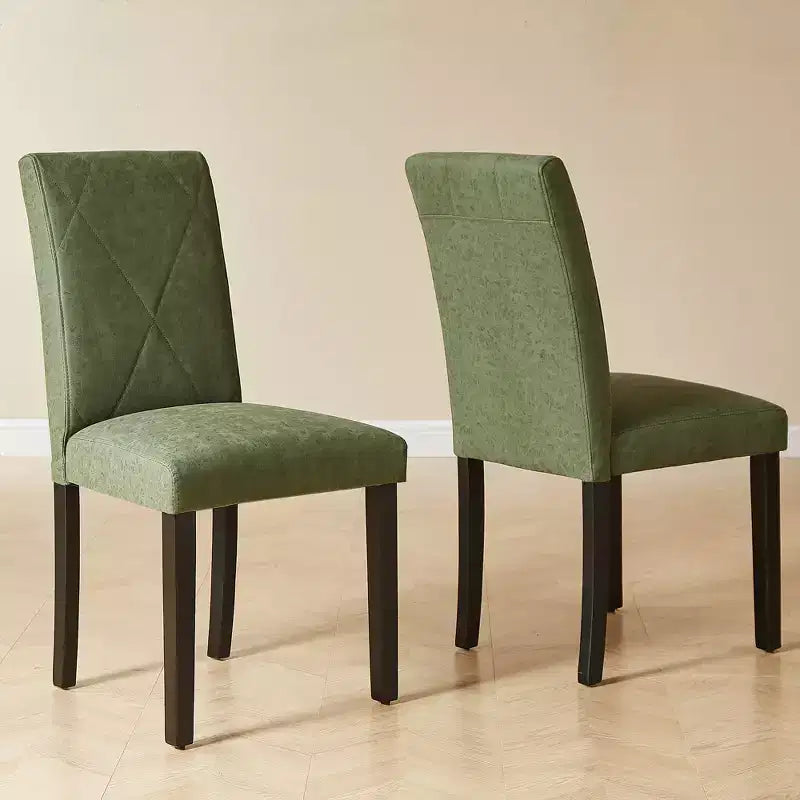 Juego de 2/4/6 sillas de comedor tapizadas, sillas Parsons de respaldo alto, sillas de cocina de madera, marrón/beige/verde