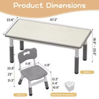 Juego de mesa y 6 sillas para niños con caja de almacenamiento, juego de mesa y sillas para niños pequeños con altura ajustable para edades de 2 a 10 años
