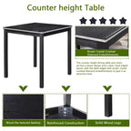 Juego de comedor de 5 piezas a la altura de la encimera: mesa cuadrada de madera, 4 sillas tapizadas con decoración de cristal, ideal para cocina