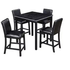 Juego de comedor de 5 piezas a la altura de la encimera: mesa cuadrada de madera, 4 sillas tapizadas con decoración de cristal, ideal para cocina