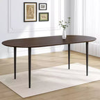 Mesa de comedor de cocina de madera ovalada Dovelina con patas de metal
