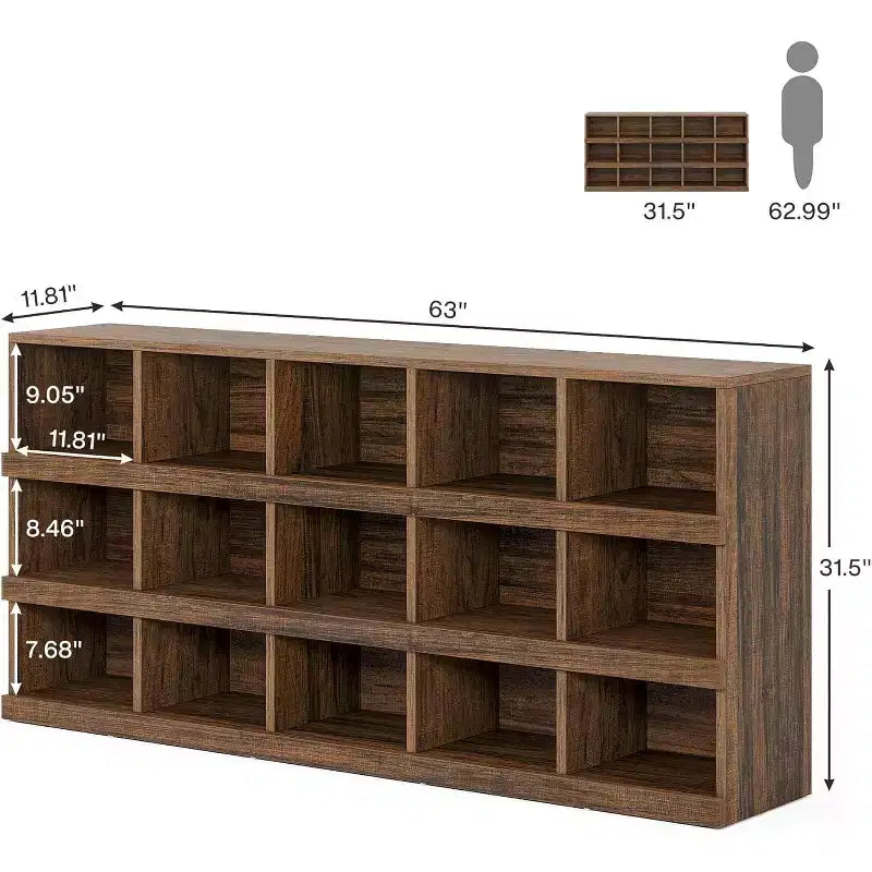 Mesa consola Lantine de 63 pulgadas con 15 cubos estilo rústico para recibidor