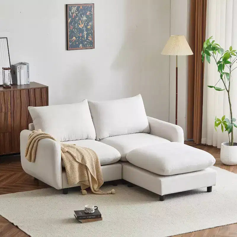 Christopher Knight Home Acker - Juego de sofá seccional tapizado moderno de 3 piezas, blanco