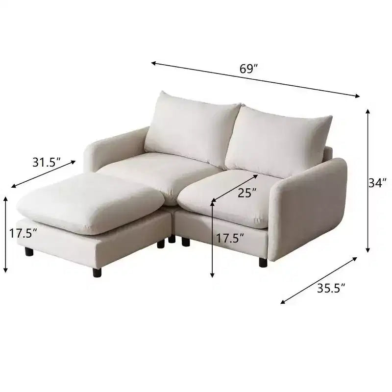 Christopher Knight Home Acker - Juego de sofá seccional tapizado moderno de 3 piezas, blanco
