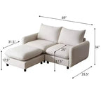 Christopher Knight Home Acker - Juego de sofá seccional tapizado moderno de 3 piezas, blanco