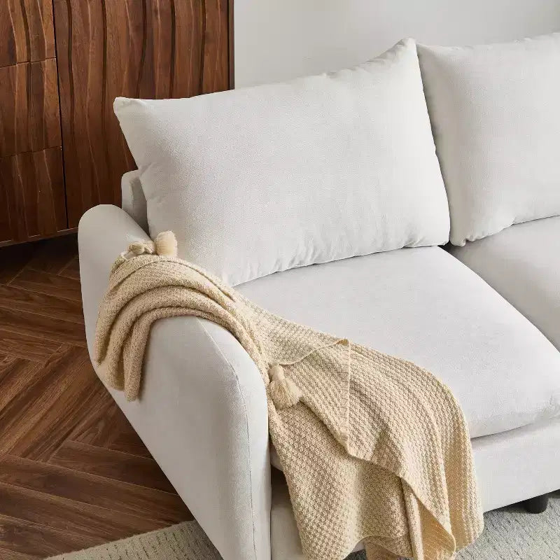 Christopher Knight Home Acker - Juego de sofá seccional tapizado moderno de 3 piezas, blanco