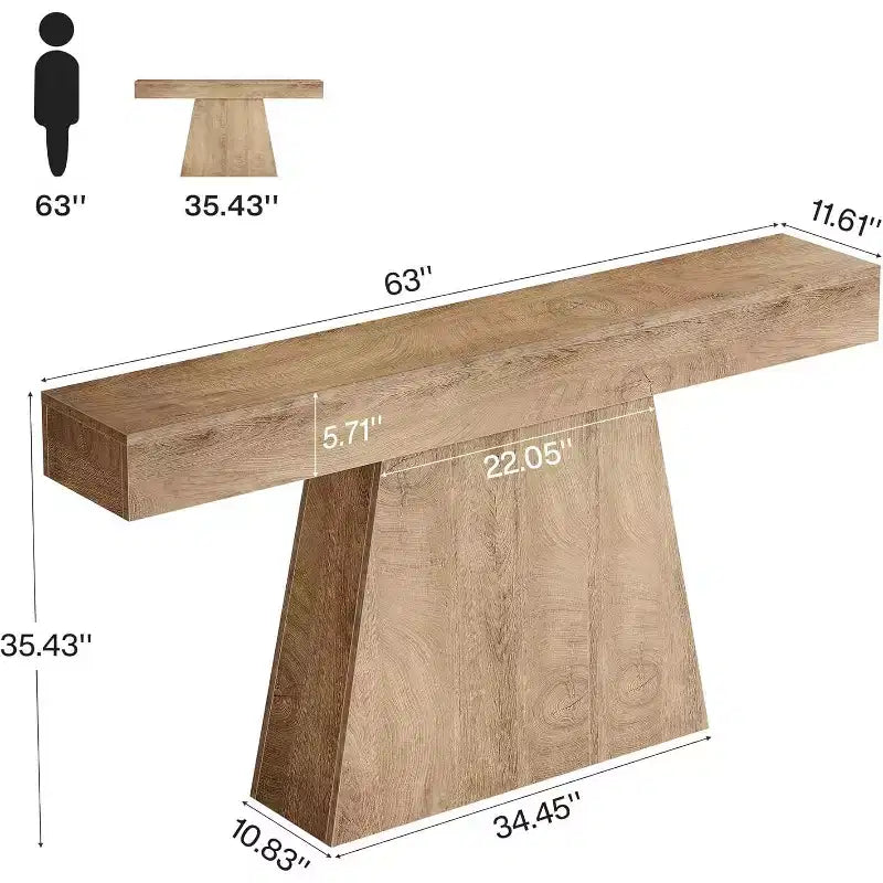 Mesa consola de granja de 63 pulgadas con base trapezoidal para entrada, pasillo, sala de estar