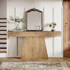 Mesa consola de granja de 63 pulgadas con base trapezoidal para entrada, pasillo, sala de estar